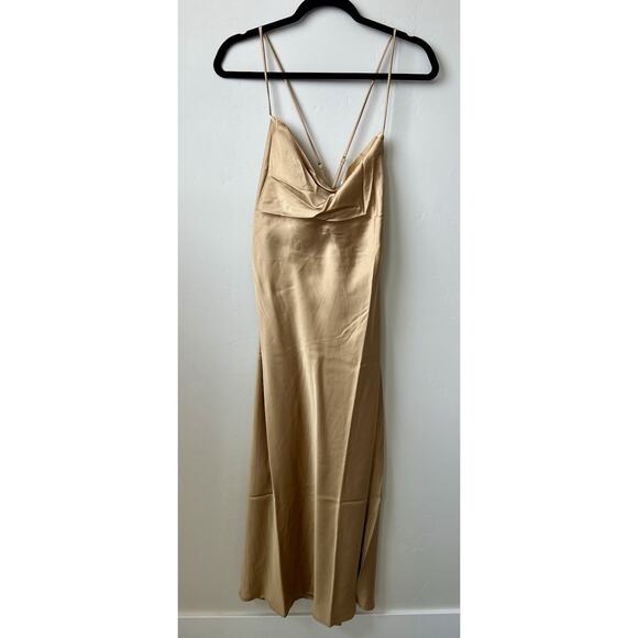 Show Me Your Mumu Verona Cowl Bridesmaid Slip Dress True Gold Luxe NWT$168 XS - Picture 3 of 8